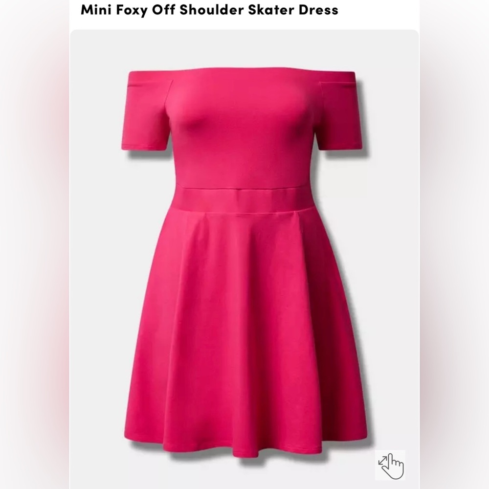 Torrid Pink Fit and Flare Off-Shoulder Skater Mini Dress